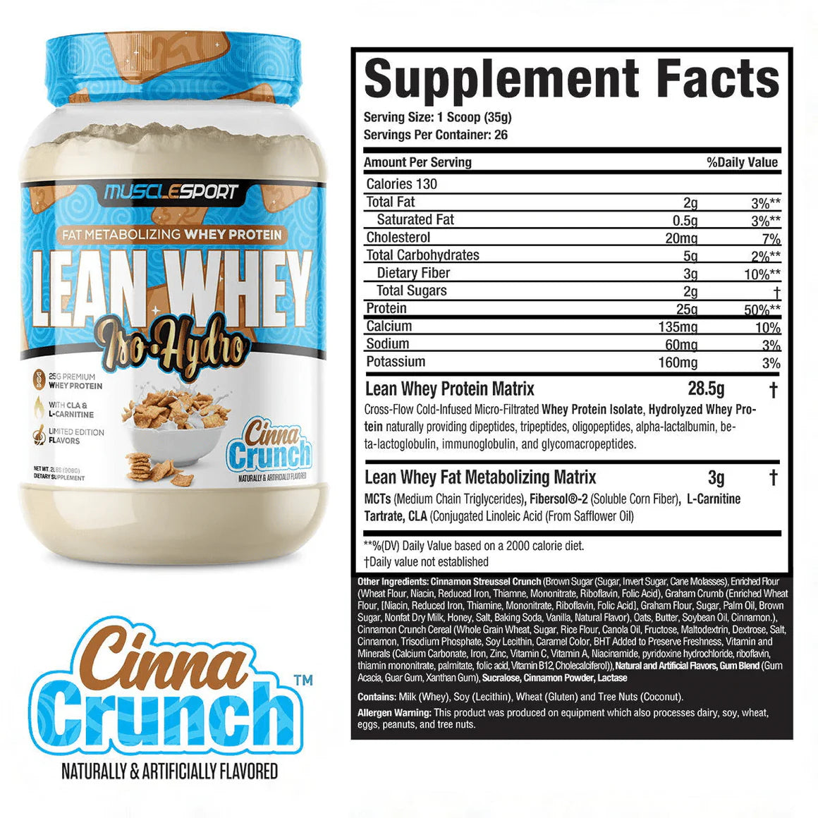 Musclesport Lean Whey® Iso Hydro Gourmet Protein 2lb